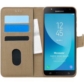 Resim Samsung Galaxy J7 Core Kılıf Fabric Book Wallet Gold 