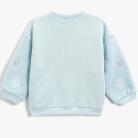 Resim Kız Bebek Baskılı Sweatshirt Bisiklet Yaka Pamuklu 