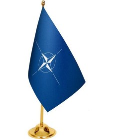 Resim Masa Üstü Nato Bayrağı + Pirinç Direk Masa Bayrak Seti 
