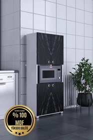 Resim rafineritasarım Çok Amaçlı Dolap Kapaklı Ayaklı Mikrodalga Fırın Kullanılbilir Mdf 