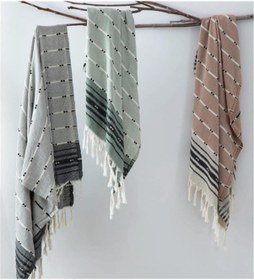 Resim Ecocotton Milena Peştemal %100 Pamuk Jakarlı Kilim Saçaklı Siyah 90x180 Cm - Siyah 