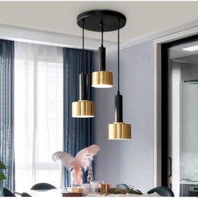 Resim Rsylight Retro Metal Rustik Siyah Gold 3 Lü Dekoratif Sarkıt Aviz 