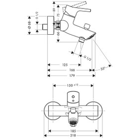 Resim Hansgrohe Talıs S Tek Kollu Banyo Bataryası Aplıke Krom 72400000 Krom 