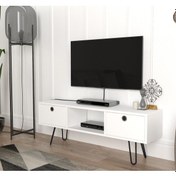 Resim Dekorister Moda Metal Ayaklı Tv Ünitesi Beyaz 
