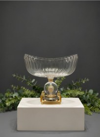 Resim Çnr Home Ahşap Ultra Lüx Premium Kristal Gold Gondol Kase Dekoratif Masa & Salon Aksesuari Gold 