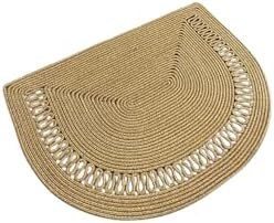 Resim Yarım Daire Jüt Kapı Önü Paspası Siyah Desenli El Örgüsü Dayanıklı İç ve Dış Mekan Kullanıma Uygun Doğal El İşçiliği Karşılama Paspası Otel Restorant Ofis Kilinikler İçin Kapı Matı (HASIR, 65 X 90 CM) 