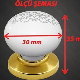 Resim Glaswen 8 Adet Hanımeli Kulp Beyaz Polimer Düğme Kulp Altın Tablalı Mobilya Mutfak Dolabı Çekmece Kulbu Kulpları 
