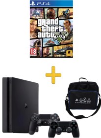 Resim Sony PlayStation 4 Slim 500GB – Türkçe Menü + Çift Kol + GTA 5 (Yenilenmiş) 
