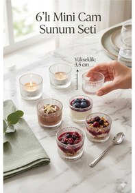Resim 6'lı Tırtıklı Cam Sosluk Reçellik Çerezlik Seti - Şık Kahvaltılık Ve Atıştırmalık Sunum Kasesi 5 Cm Şeffaf 