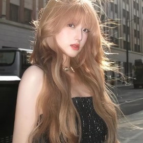 Resim Tam Baş Stili Moda Büyük Dalga Uzun Kıvırcık Saç Tatlı Sevimli Doğal Uzun Saç 