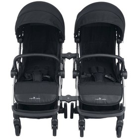 Resim Merkür Bebe Ruby Birleşip Ayrılabilen Kabin Boy İkiz Bebek Arabası - Siyah 