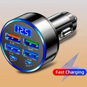 Resim Ultra Hızlı Çift PD USB ve Tip-C Araba, Dijital Ekran ve Aşırı Şarj Akıllı Telefonlar ile 12-24V Hızlı Şarj, Taşınabilir 