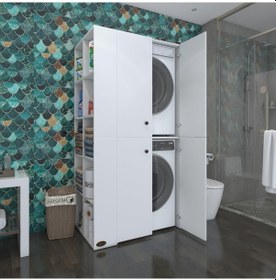 Resim Kenzlife Çamaşır-Kurutma Makinesi Dolabı Kapaklı Fedyenkamdf Sol Byz 180 090 60 % 100 Mdf Full Mdf Banyo Arkalıksız Çok Renkli 