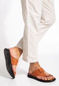 Resim LİLLA Erkek Hakiki Dana Derisi içi Kalın Pedli Ortopedik Taba Parmak Arası Terlik 