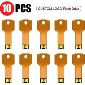 Resim 10 Adet/grup Kişiselleştirilmiş Logo Usb 2.0 Anahtar Şekli Metal Bellek U Sopa Orange 2.0 128m Diğer 