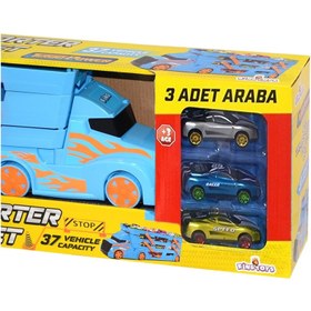 Resim King Toys 3 Katlı Sürat Pistli Tır 3 Arabalı Çocuklar Için Garaj Otopark Yarış Pisti Eğitici Oyun Se 
