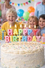 Resim Happy Birthday Harf Mum Seti - Renkli Pasta Üstü Doğum Günü Mumları 