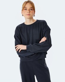 Resim Koton Modal Kumaş Bisiklet Yaka Uzun Kollu Basic Sweatshirt Siyah 5sak10112ek Siyah 