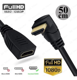 Resim BK Teknoloji 90 Derece L Tipi Açılı HDMI Erkek-Dişi Uzatma Kablosu 50CM 