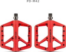 Resim Promend Renkli Platform Pedal MTB Freeride Kaymaz Rulmanlı Plastik Pedal Ultra Hafif Kırmızı Renk 