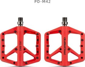 Resim Promend Renkli Platform Pedal MTB Freeride Kaymaz Rulmanlı Plastik Pedal Ultra Hafif Kırmızı Renk 