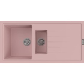 Resim POLEX Cristalüx Granit Evye P-01 Pembe 1,5 Gözlü Tezgah Altı Ve Tezgah Üstü Mutfak Evyesi 99x49,5cm 