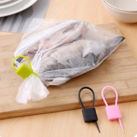 Resim Bsre Kilit Şeklinde Silikon Kablo ve Poşet Bağlama Aparatı (3'lü Set) 