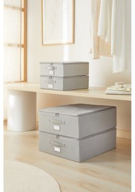 Resim Ocean Home Textile 4'lü Gri Balıksırtı Destekli Hurç Set 2 Adet 31 x 38 x 12 + 45 x 55 x 18 cm 