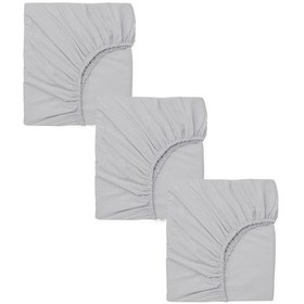 Resim 3 Adet 65x95 Cm Anne Yanı Lastikli Penye Kumaş Bebek Çarşafı-gri 