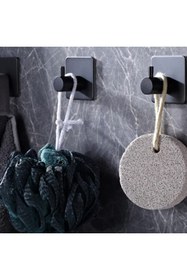 Resim Zift Unique 4 Adet Paslanmaz Çelik Siyah Banyo Askısı / Bornoz Askısı / Havlu Askısı / Havluluk /paslanmaz Hooks 