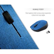 Resim Everest Km-218 2.4ghz Kablosuz Usb Mouse Mavi Kumaş Yüzey Nano Alıcılı Scroll Tuşlu 