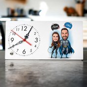 Resim Karikatürlü Kahraman Çiftler Masa Saati 