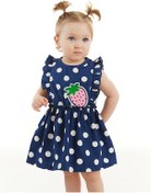 Resim Denokids Puanlı Çilek Kız Bebek Poplin Yazlık Fırfırlı Elbise 