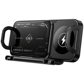 Resim Willowhaven Siyah 2si 1 Arada Akıllı Otomatik Dönen Araç Tutucu Hızlı Şarj Samsung İphone Uyumlu 16 15 Pad 