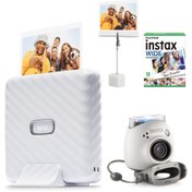 Resim Fujifilm Instax Wide Link Beyaz Akıllı Telefon Yazıcısı + Pal Beyaz Dijital Kamera Seti 