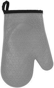 Resim Nikou Silikon Fırın Eldiveni Yüksek Sıcaklığa Dayanıklı Kaymaz Mutfak Pişirme Eldiveni Pamuklu Astarlı (Gri) 