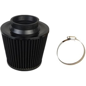 Resim Mufunye 3'' 7.6cm Giriş Soğuk Hava Giriş Konisi Yedek Performans Evrensel Yıkanabilir Kelepçeli Kuru Hava Filtresi, Siyah 