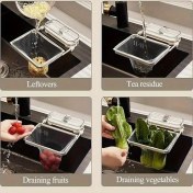 Resim Emişli Mutfak Lavabo Filtre Rafı, Ev Tipi Tek Kullanımlık Yiyecek Artığı Süzme Sepeti, 50 Adet Filtre Torbasıyla Birlikte 