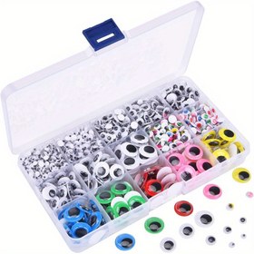 Resim 1500 Adet El Sanatları İçin Plastik Hareketli Gözler Çeşitleri 4/5/6/8/10/15mm Boyutlarda - Renkli, İfade Yaratıcı Hareketli Gözler DIY Projeler İçin, Şeffaf Saklama Kutusunda Düzenlenmiş 