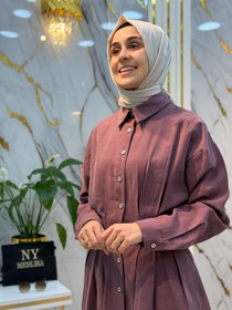 Resim EYLÜL BELİ PENSLİ TWİST TUNİK 2126 - Kahverengi / 44 