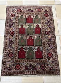 Resim El Dokuma Bünyan Halısı Floş Seccade 93x130 Paftalı Sıfır Halı Renkli 