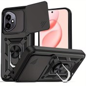 Resim Onur 400 için Onur 400 Pro Zırh Kayar Kamera Kapak 360pcs Destek Halkası ve TPU Kılıf Funda Kabuk Coque Siyah 
