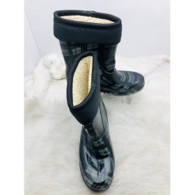 Resim Çiğdem Kundura Çiğdem Içi Tüylü Siyah-Gri Kareli Lastik Çizme - Siyah Gri - 41 - ST01597-SİYAH Gri-41 