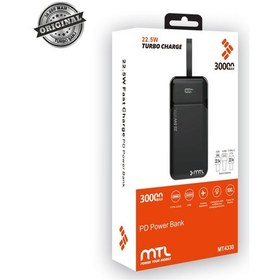 Resim 30000 Mah 22.5w Turbo Şarj Dahili Kablolu Dijital Led Göstergeli Pd Ve Qc 3.0 Powerbank Mt4330 Siyah 