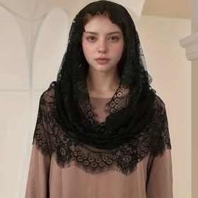 Resim 1/2 Adet Kadınlar İçin Şık Dantel Desenli Çiçekli Başörtüsü - Hafif Nefes Alabilen İnce Şal, Siyah & Beyaz, Makinede Yıkanabilir, Düğün, Kilise, Açık Hava Etkinlikleri - Yumuşak Pastel Renkli Aksesuar (Tüysüz) 