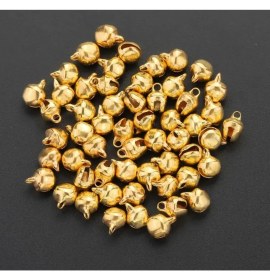 Resim Ozn Aksesuar Gold Parlak Kulplu Çan Zil Hayvan Tasma Zili Amigurumi Zili Kına Gecesi Tef Yapımı Zili 12MM 50 Adet 