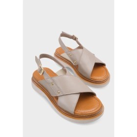 Resim Capone Outfitters Katy Hakiki Deri Soft Konfor Dolgu Topuk Kadın Sandalet 