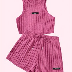 Resim Kadınlar için Rahat Yazlık Kıyafet - Kolsuz Yırtık Atlet ve Bağcıklı Şort Takımı, Düz Renk, Hafif Polyester Karışımı, Tatil veya Rahat Kıyafetler için Mükemmel, Rahat Kıyafet | Yırtık Dokusu | Hafif Kumaş, Bayanlar Atletleri 