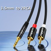 Resim 3.5mm'den 2 RCA Ses Adaptörü Altın Kaplamalı Bağlantılar ile - Kulaklıklar, MP3 Çalarlar, Tabletler ve HDTV'ler için HiFi Ses Dönüştürücü - Siyah ve Kırmızı RCA Bağlantıları, Metal Kabuk, 1/8" Bağlantı, MP3 Çalar Adaptörü|Kompakt Ses Adaptörü|Dayanıklı Ses Kablosu 