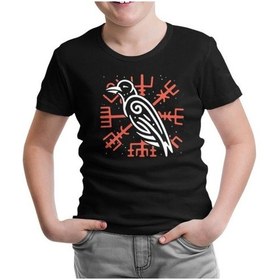 Resim Lord Tshirt Viking Logo - Karga Siyah Çocuk Tshirt 
